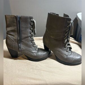Grey Leather Boots, Size 9